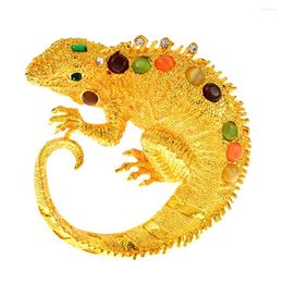 Brooches CINDY XIANG Vintage Metal Large Lizard Opal Pins For Women Cute Animal Jewellery Good Gift 2023 Coat Accessories