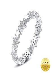 925 Sterling Silver Star Ring Inlaid CZ Stone Dainty Stackable Wedding Promise Eternity Rings for Women Girls1319205