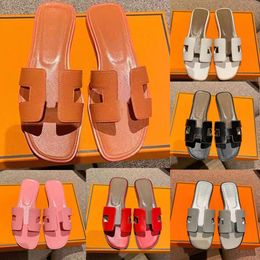Designer Womens Summer Sandals Beach Slide Slippers Crocodile Skin Leather Flip Flops Sexy Heels Ladies Sandal Famous Orange Scuffs Mules Slides