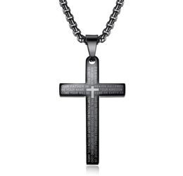 Retro Scripture titanium Women men's Fashion pendant necklace Hip Hop stainless steel gold black Jewelry6895288