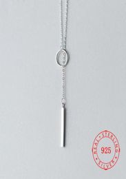 100 925 Sterling Silver Circle Strip Bar Pendant Necklace Adjustable Chain Necklaces for Women Wedding Jewelry Gifts Long Necklac4404184