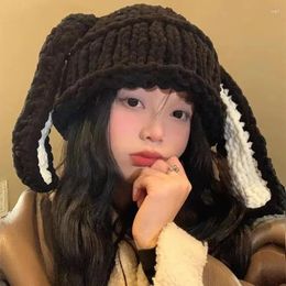 Berets Big Ear Woollen Hat For Men And Women In Winter Thickened Warm Protection Knitted Cute Lei Feng Trend
