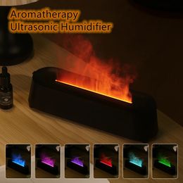 Essential Oils Diffusers Flame Aroma Diffuser Air Humidifier Ultrasonic Cool Mist Maker Aromatherapy Essential Oil Lamp Realistic Fire Difusor 231213