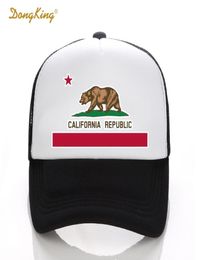 DongKing Fashion Trucker Hat California Flag Snapback Mesh Cap Retro California Love Vintage California Republic Bear Top D18110604201470