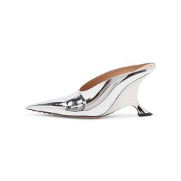 patent special-shaped 2024 lady chunky Teeth metal leather high heels Pumps women slipper mix colour pillage toes pointed toe wedding catwalk Dress shoes siz 636