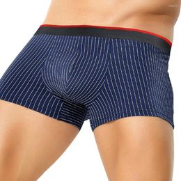 Underpants Men Sexy Underwear Low Waist U Convex Pouch Boxers Briefs Striped Shorts Cotton Comfortable Soft Stretchy Lingerie