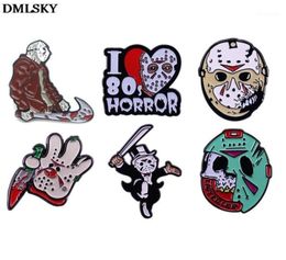 DMLSKY Friday the 13th Pins Horror killer Jason Voorhees Brooch Metal Badge for Clothes Shirt Collar Enamel Pin Fans Gifts M4604195273625