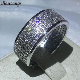 choucong Luxury Engagement Wedding Band ring Pave setting 250pcs Diamond Cz White gold filled Rings For Women men Jewelry271i