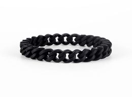 hip hop Link Chain Silicone Rubber Elasticity Wristband Cuff Bracelet Club Jewellery Gifts Wrist Band 3 Colors1867261