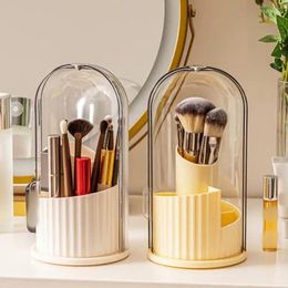 Storage Boxes Makeup Box Dustproof Large Capacity Rotating Brush Dressing Table Desktop Pen Holder Organi