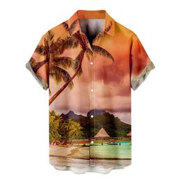Sıradan Gömlek Yaz Vintage Top 3D Baskılı Araba gevşek Hawaii Erkek Gömlek Plajı Aloha Moda Giyim Ropahombre 823 Tur