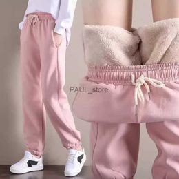 Women's Pants Capris Sports Pants Plush Thickened Lamb Plush Heat Preservation Drive Cold Casual Trousers Pink Leggings Loose Autumn Winter WomenL231211