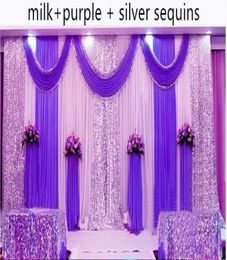 3M5M backdrop with sequins swags wedding backcloth With sequins Swags party curtain Wedding Party Stage Celebration Background2658676