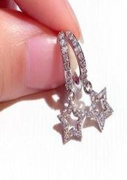 Super glittering cute new ins trendy fashion luxury designer diamond zircon lovely star clip snap earrings for woman girls1840017