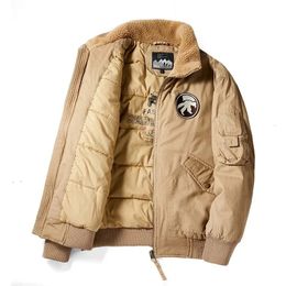 Men's Down Parkas Plush Thicken Jacket High quality Baseball Lapel Embroidery Thick Warm Bomber Winter Men 231213