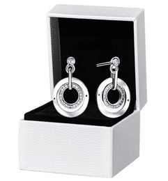 925 Silver logo Double Circle Pendant Stud Earring Original Retail Box for Women Girls Party Jewellery Sparkling Earrings7828992