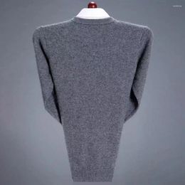 Men's Sweaters Base Layer Shirt V Neck Solid Colour Knitted Sweater Fall Winter Thick Pullover Soft Elastic Mid Length Lightweight