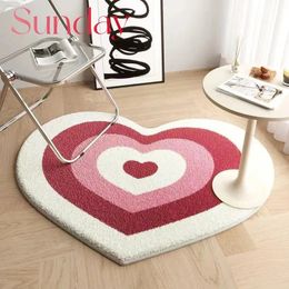 Bath Mats Cute Imitation Cashmere Peach Heart Printed Floor Mat Special shaped Plush Love Area Rug Irregular Fluffy Soft Bedside Carpets 231213