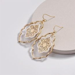 Designer Inspired Gold Filigree Moroccan Cutout Drop Earrings For Women Brand Teardrop Hollow Statement Earrings Fashion Jewelry242a