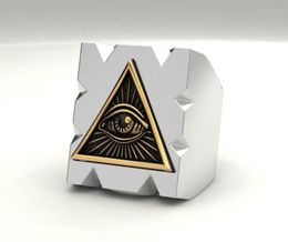 Men039s Stainless Steel Masonic Ring Triangle Sun Devil Eyes Ring Mens Punk mason Totem Jewellery Size 7 146519296
