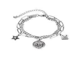 sliver charm bracelets for women or men link double layer Jewellery adjustable opening girls Valentines Day gifts30424238070567
