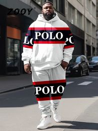 Mens Tracksuits ZOOY L9XL Mens Plus Size Fun Colour Block Leisure Personalised Trend Street Graffiti Fashion Long sleeved Sports Hoodie Set 231213
