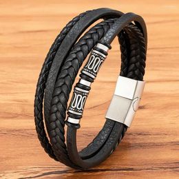 Charm Bracelets XQNI Leather Bracelet Men Jewellery Stainless Steel Magnet Buckle Multi-layer Braided Rope Beading Fashion