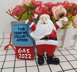 2022 Creative Christmas ornaments Santa Claus Gas This year we couldn039t afford Hard Resin Christmas Tree Decors pendant4513704