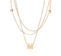 online titanium stainless steel neklace women fashion mutillayer design letter M pendants charm necklace ladies party accessories94589609