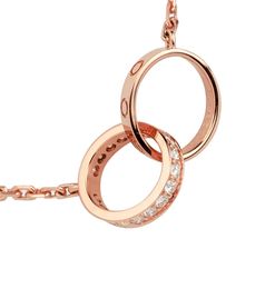 Jewellery designers love necklace Rose Gold Platinum chain screw diamond double circle necklace sister pendant Stainless Steel weddi6650142