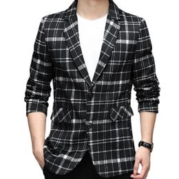 Men's Suits Blazers High Quality Blazer British Fashion Elegant Class Simple Business Casual Gentleman Wool Suit Jacket Woollen Overcoat 231212