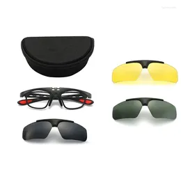 Sunglasses 2362 TR Fashion Men Outdoor Sports Polarised Clips Goggle Driving Fishing Flip Up Sun Glasses With Box