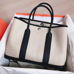Luxury Designer tote Bags Hremmss Party Garden online store Handmade wax bucket bag genuine leather womens Colour blocking canvas garden Have Real Logo