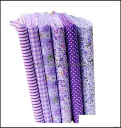 Fabric And Sewing Home Textiles Garden 6Pcs Purple Cotton Cloth Diy Handmade Decor Quilting Material Fabrics For Patchwork 25X258562218