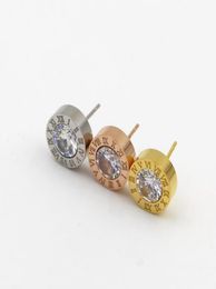 Fashion brand Titanium steel roman Love stud earrings for woman Jewellery 18k Gold plated silverrose Colour wide gift7173658