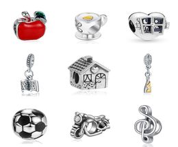 925 Sterling Silver Dangle Charm Alloy Home Book Music Coffee Apple Pendant Beads Bead Fit Charms Bracelet DIY Jewelry Accessories7525424