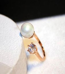 Sparkling diamond zirconia pretty pearl rings fashion luxury designer open ring for women girls adjustable6587800