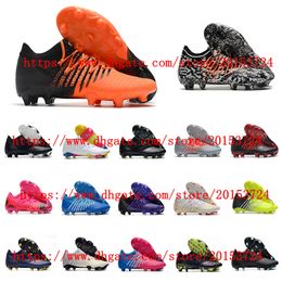 Football Boots Soccer Shoes For Men FG High Top Adult Non-Slip Outdoor Training Cleats Orange Purple