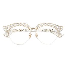 Cubojue Cat Eye Pearl Women Glasses Clear Lens Transparent Fashion Eyeglasses Frames Woman Half Frame Spectacles Eyeglass Ladies296J
