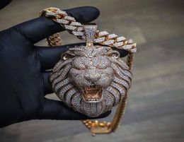 Chain Big Pendants Mens Jewelry Hip Hop Luxury Designer Necklace Bling Diamond Lion Animal Rapper DJ Accessories9708072