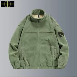 plus size coat stone Men's sweater island Autumn and winter Ollie fleece jacket men Korean version of the trend belt pack cardigan hoodie thickened 2023