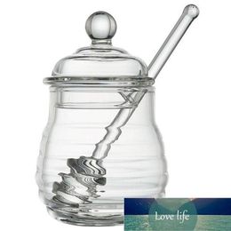 Transparent glass honey jar with lid Honey Jar with Dipper Clear 9 Ounces Factory expert design Quality Latest Style Origi289q