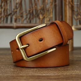 Belts Top Layer Cowhide Belt Men's Genuine Leather Needle Buckle Casual And Versatile Middle-aged Young Korean Trendy