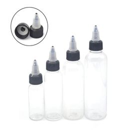 50Pcs 30ml 60ml 100ml 120ml Plastic Empty Tattoo Ink Bottle Top Black Cap Transparent Clear Bottle Tattooing Accessories T205906079