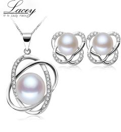 Freshwater Pearl necklace earrings Jewellery setsreal 925 sterling silver jewelr sets for women5695816