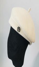 Classic Ladies Beret Fancy Wool Felt Warmer Winter Cap White Black Women Fedora Fascinator Pillbox hat Formal 2103115563336