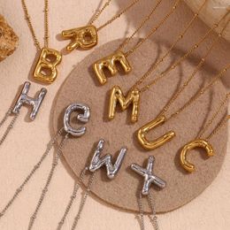 Chains Stainless Steel Chunky Balloon Alphabet Letter Pendant Necklace For Women Gold Plated Initial Choker Party Jewellery Gifts