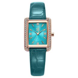 SK Brand Quartz watch cwp Modern Temperament Womens Watches Brilliant Ladies Watches 23 29MM Small Square Dial Diamond Wristwaches262a