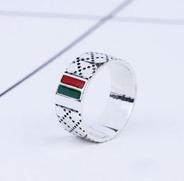 S925 sterling silver ring retro classic sterling silver red and green twocolor ring men and women punk style trend hiphop net re6937954