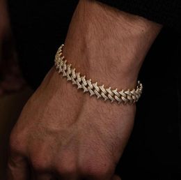 15MM Width Iced Out Bling Hip Hop CZ Spike Cuban Chain Men Bracelet Micro Pave 5A Cubic Zirconia Top Quality6372045